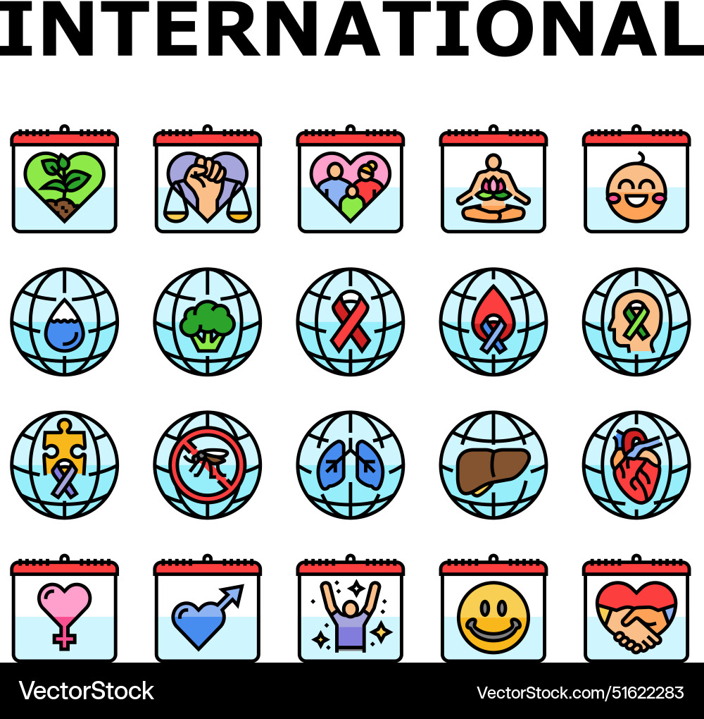 Icons für internationale Feiertage Icons für internationale Feiertage vektorbild