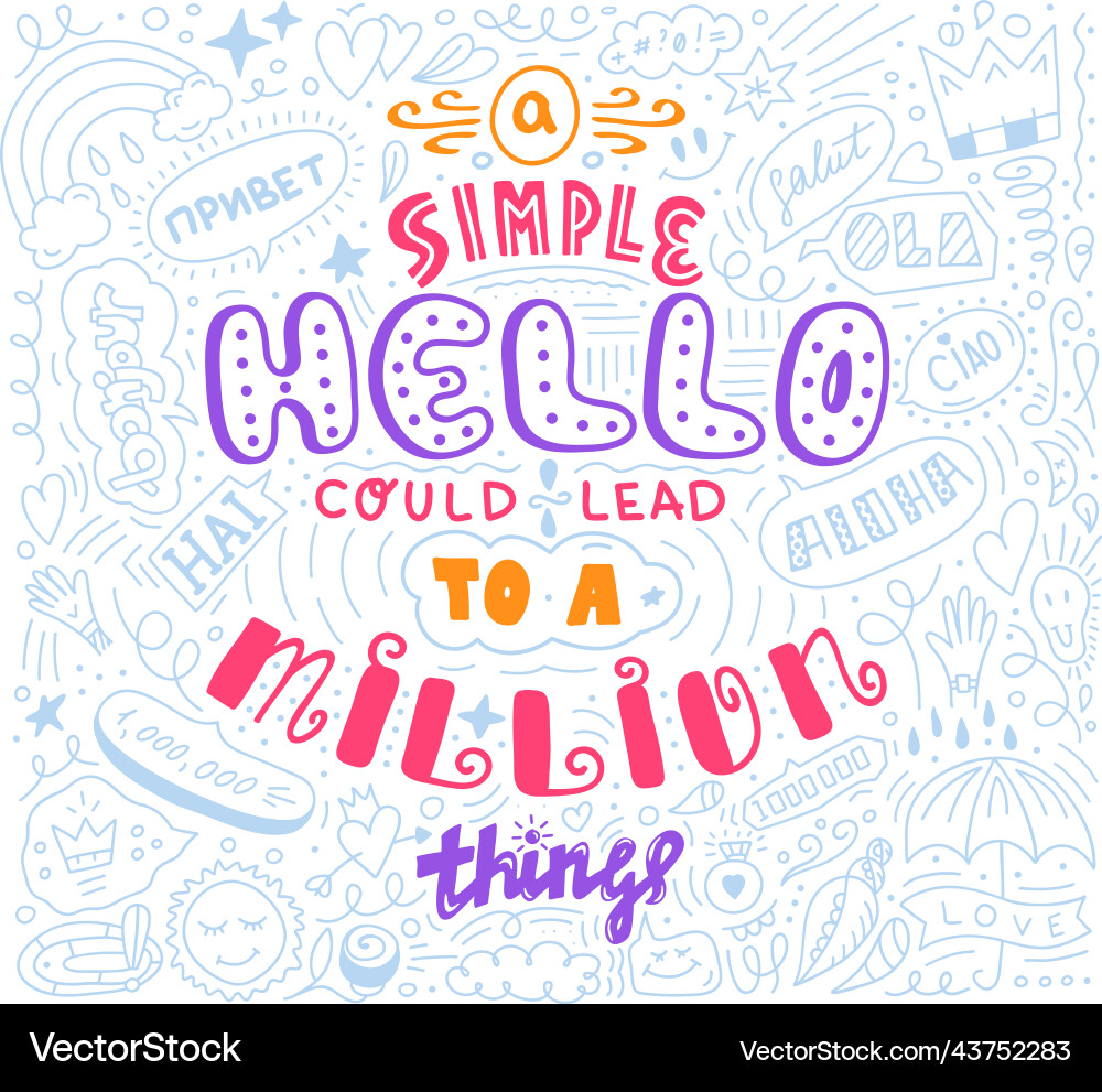 Lettering simple hello in different language Lettering simple hello in different language vector image