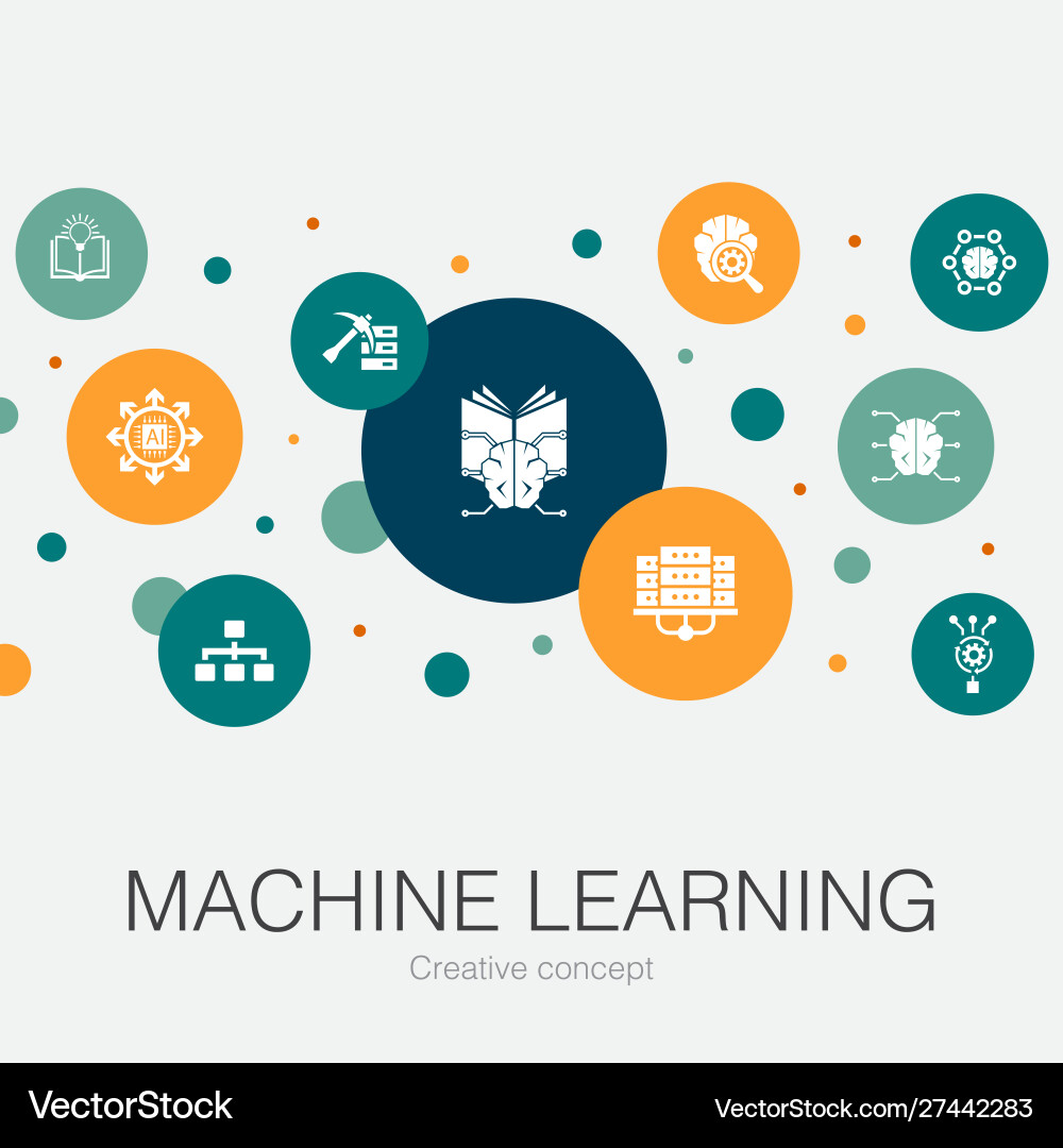 Machine Learning Icons - Circle Template vector image