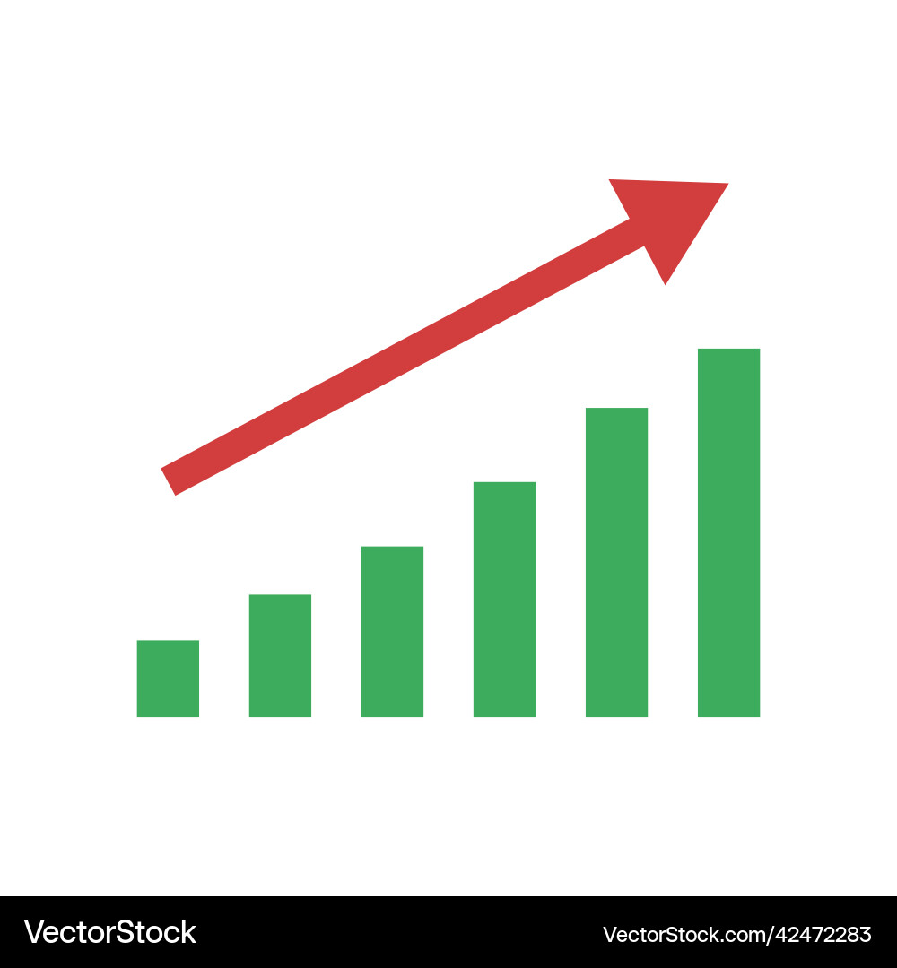 Red arrow and bar graph icon vector image