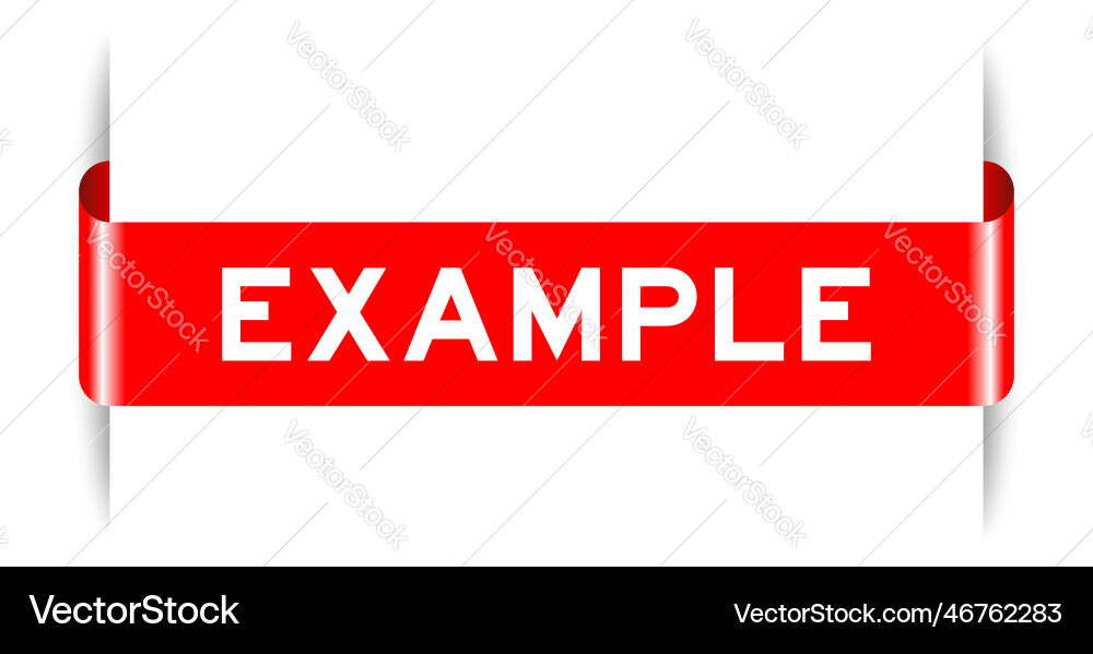 Red color inserted label banner with word example vector image