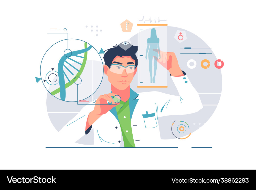 Scientists working with dna in lab Scientists working with dna in lab vector image