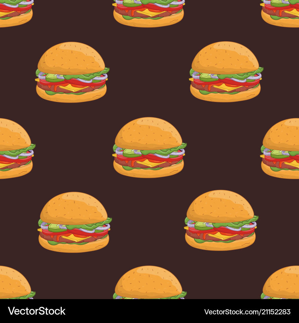 Seamless pattern with appetizing hamburgers Seamless pattern with appetizing hamburgers vector image