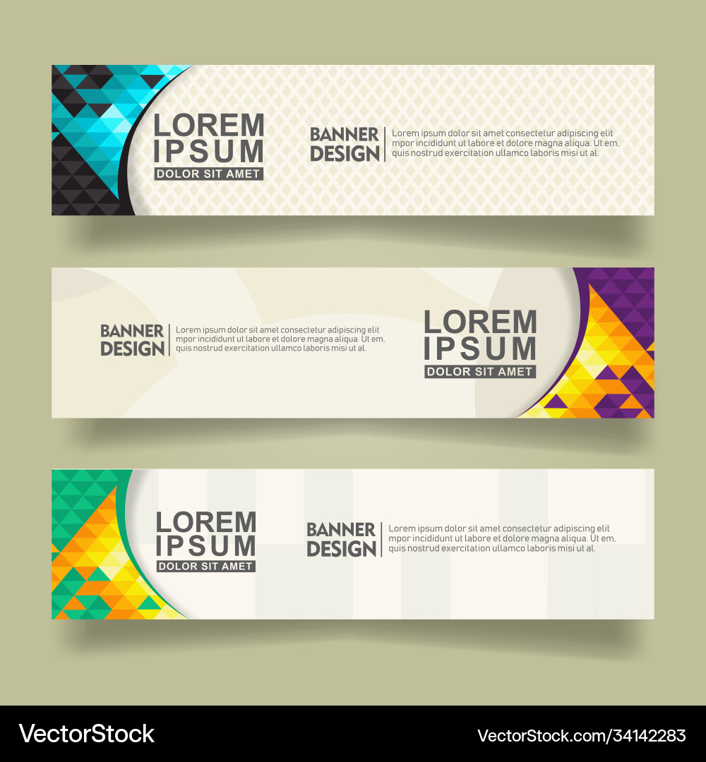 Set abstract banner template design with triangle vector image
