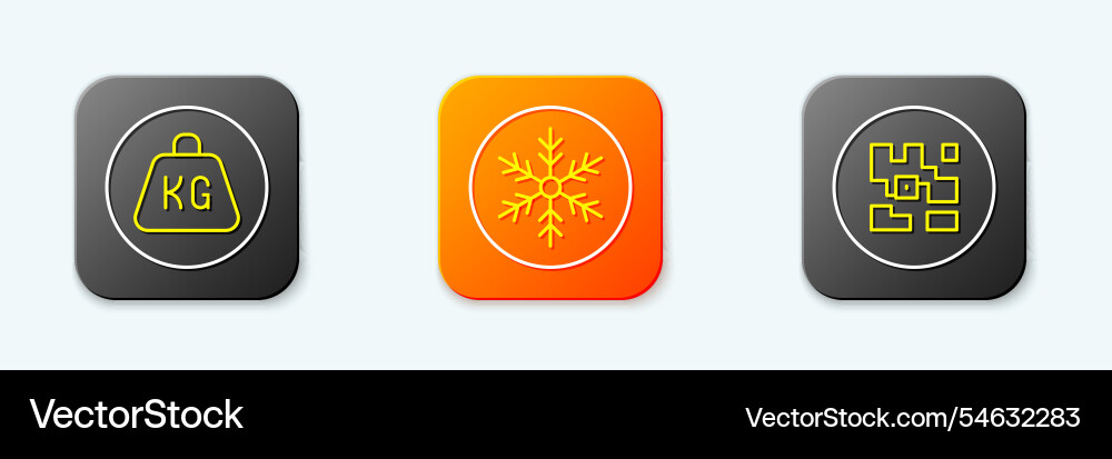 Set line weight snowflake and qr code icon Set line weight snowflake and qr code icon vector image