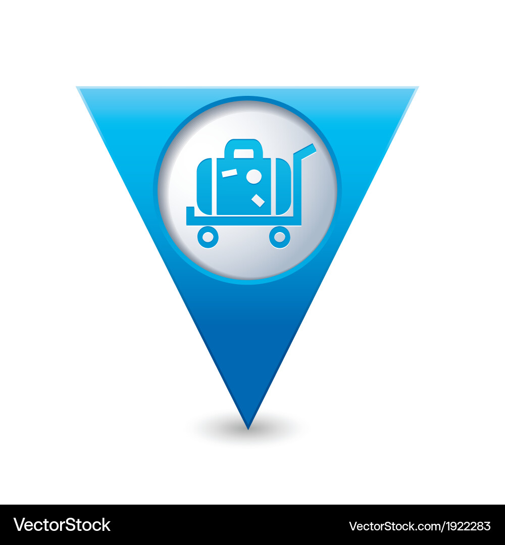 Suitcase on wheelbarrow icon map pointer blue vector image