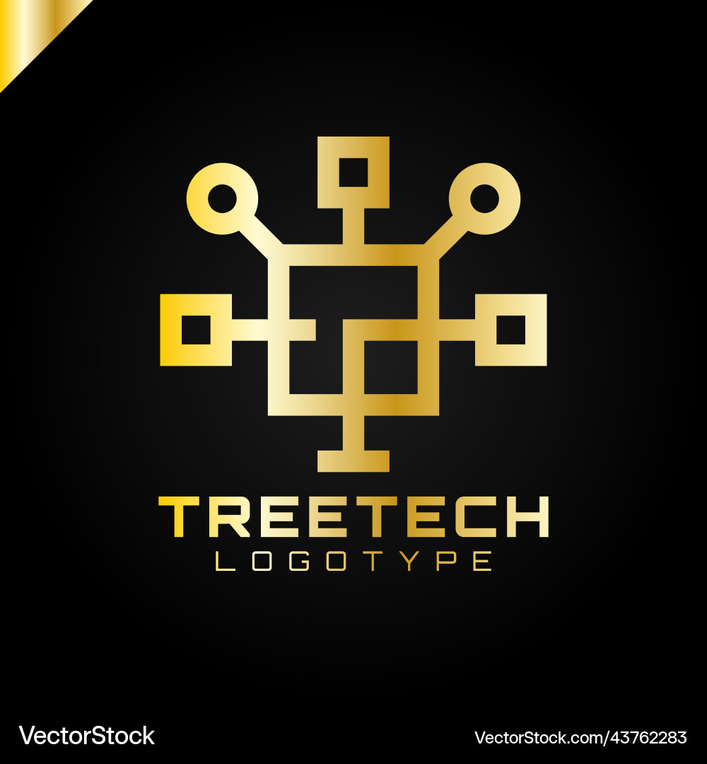 Tech tree square chip integrate technology vector image