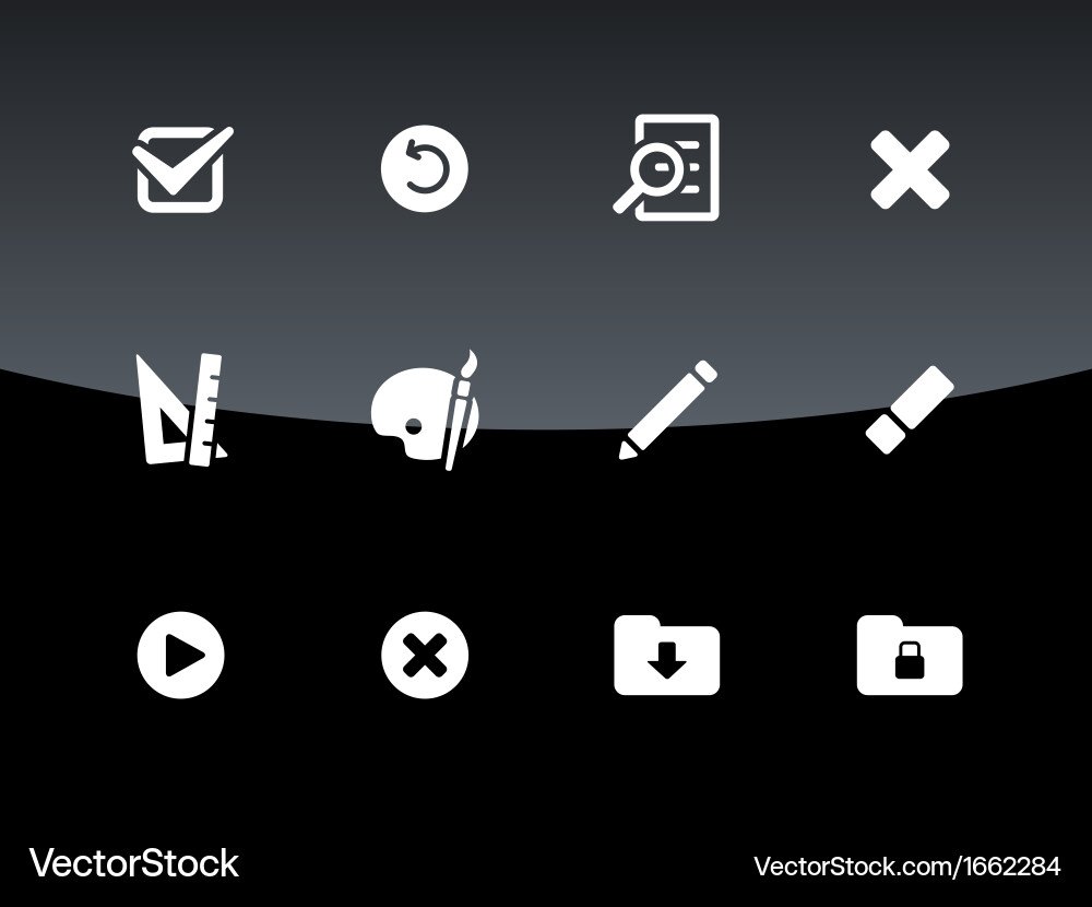 Application interface icons on black background vector image