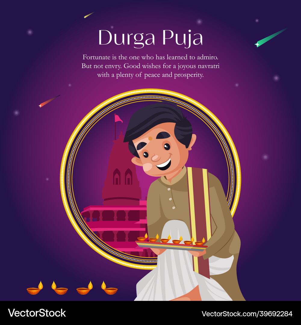 Banner design of durga puja vector image