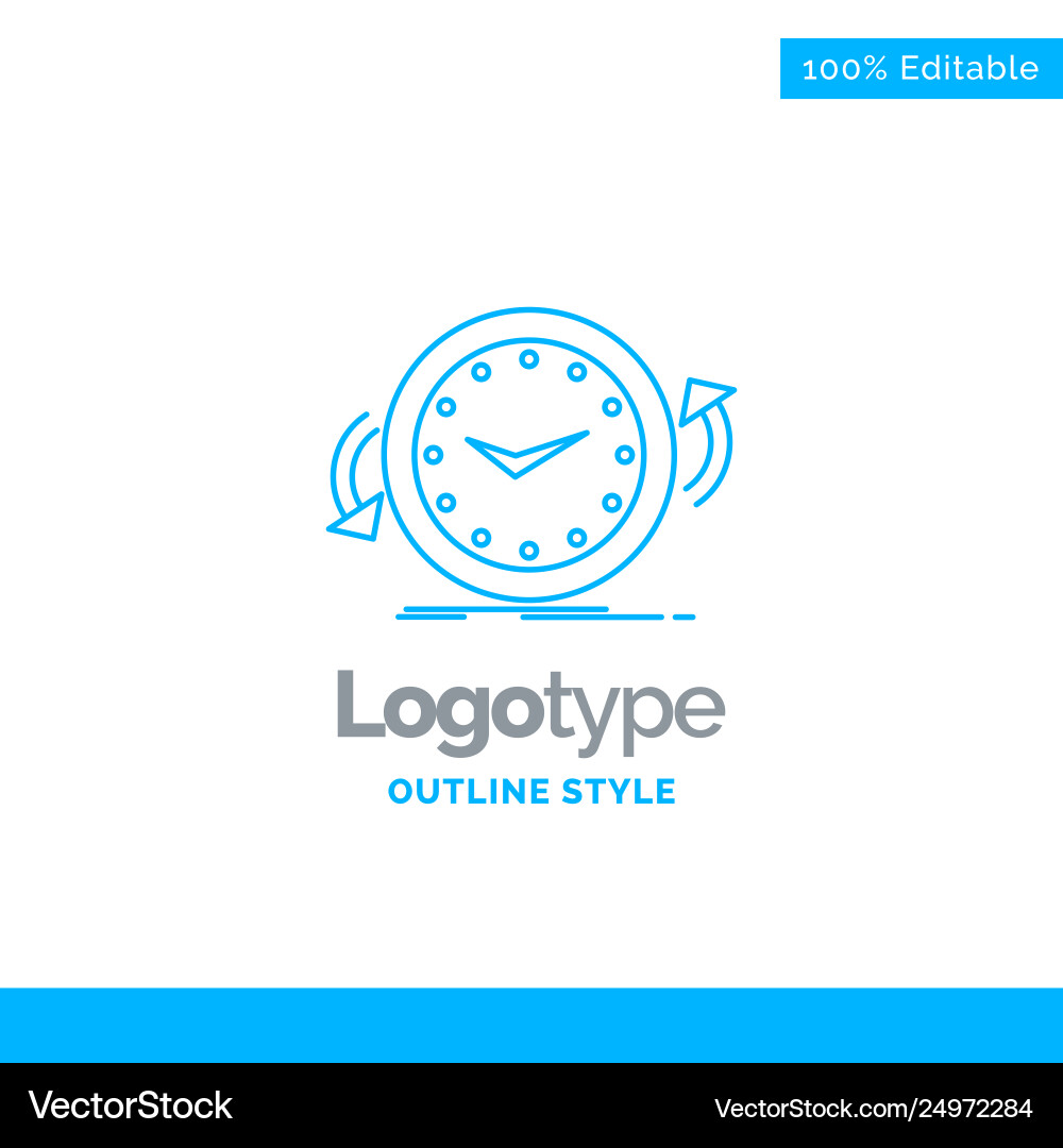 Blue logo design for backup clock clockwise Blue logo design for backup clock clockwise vector image