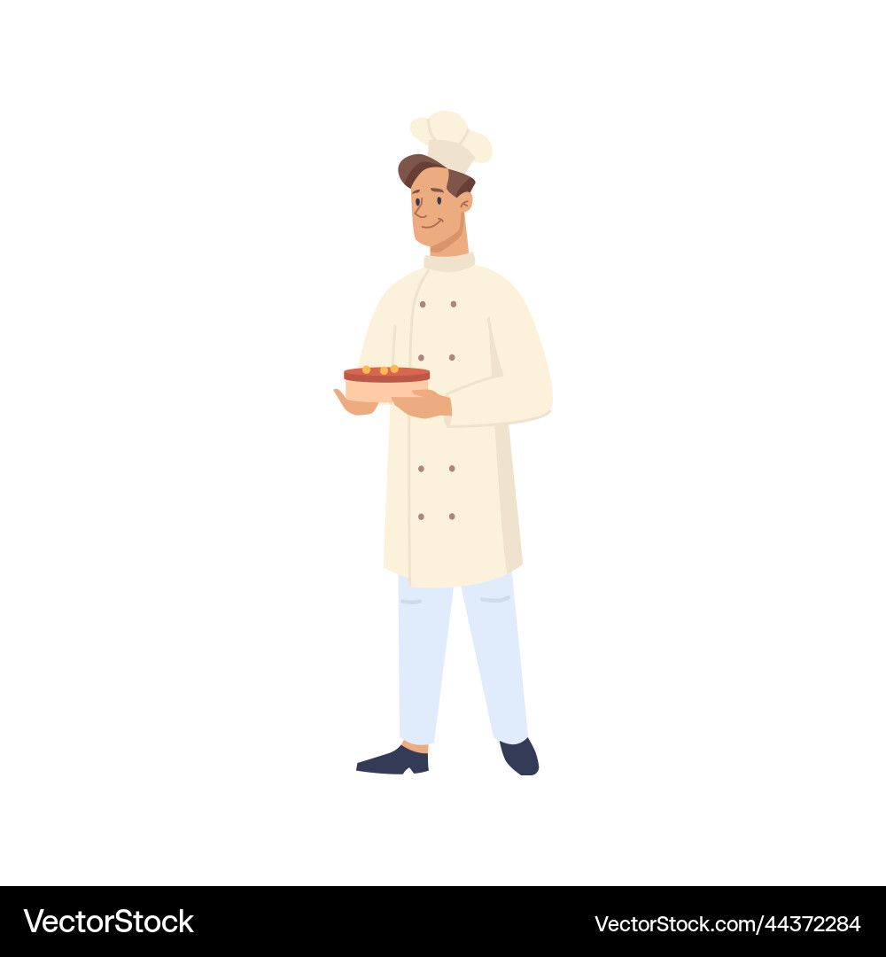 Chef making cakes baker local business vector image