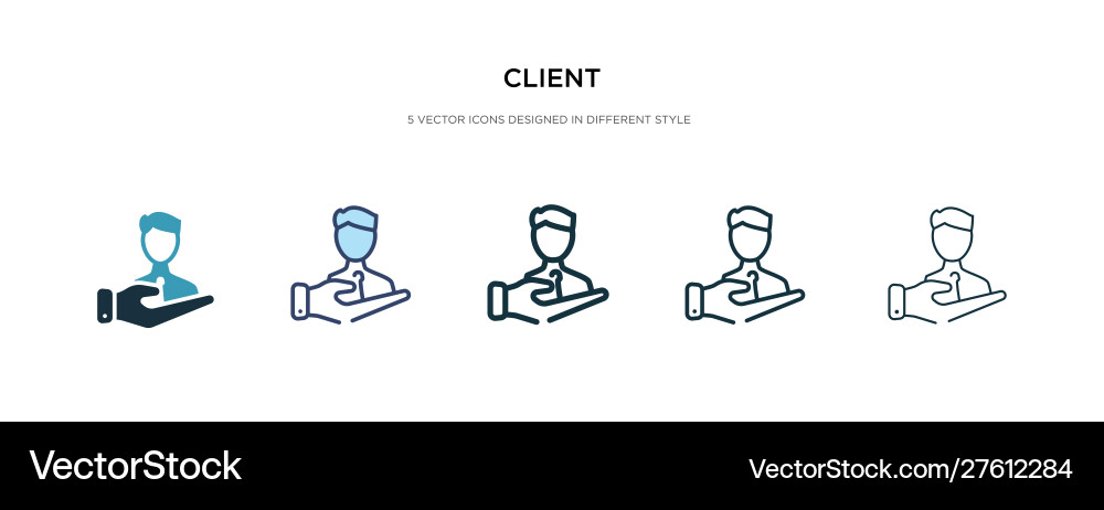 Client icon in different style two colored Client icon in different style two colored vector image