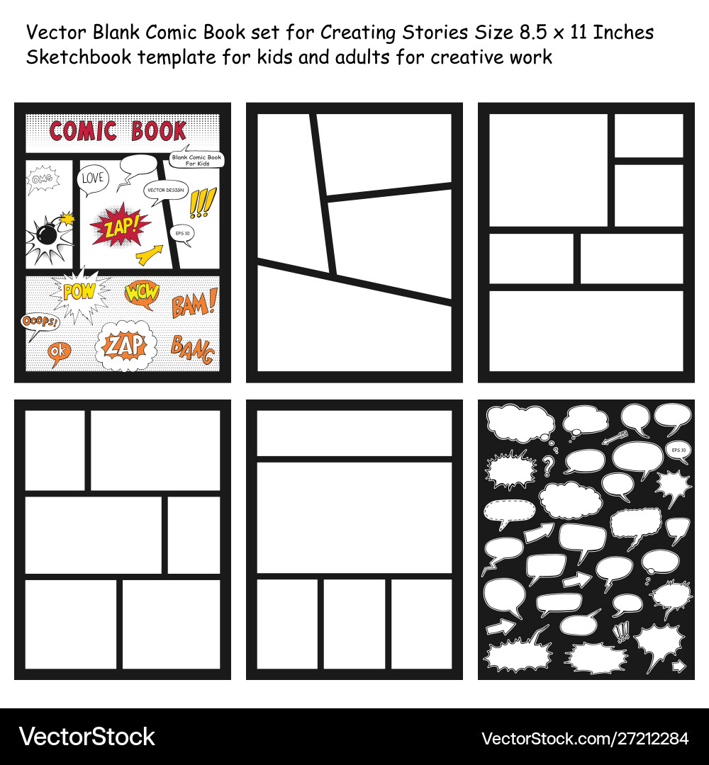 Comic book blanks set text speech bubbles Comic book blanks set text speech bubbles vector image
