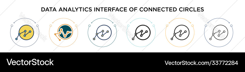 Data analytics interface connected circles vector image