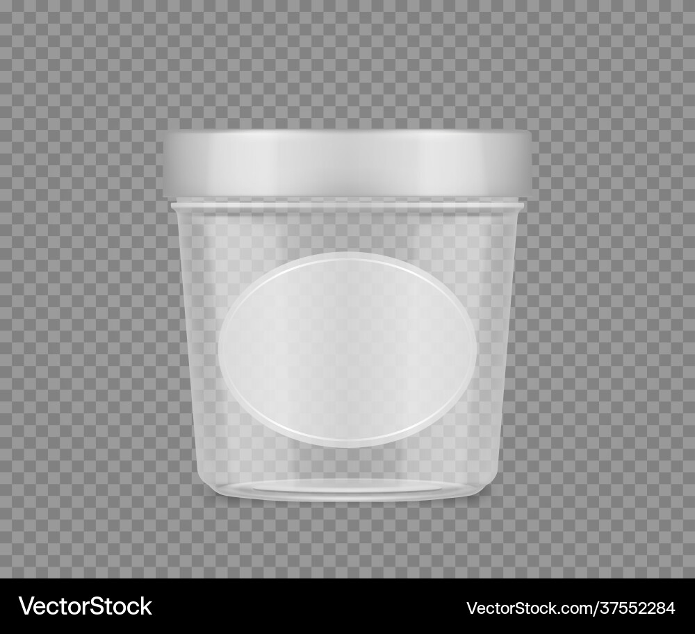 Empty transparent jar mockup with label for cheese Empty transparent jar mockup with label for cheese vector image