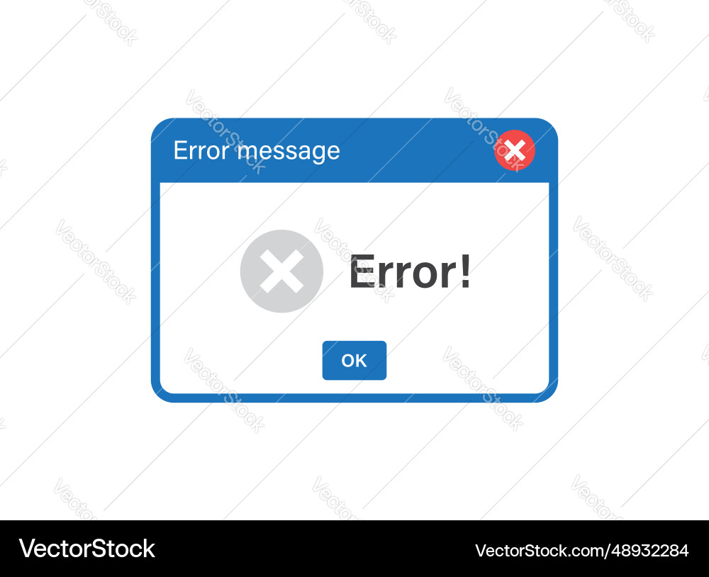 Error message icon in flat style computer window Error message icon in flat style computer window vector image