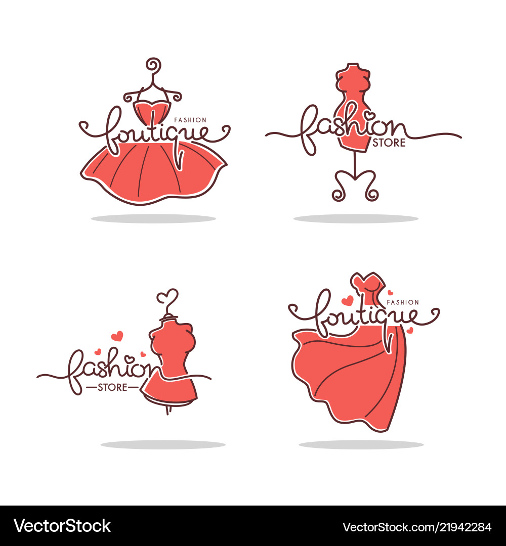 Fashion Boutique Logo Set - Doodle & Line Art vector image