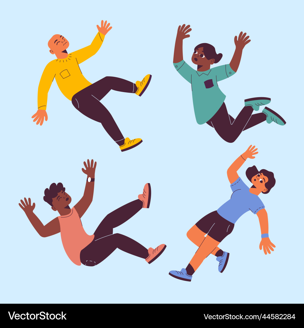 Hand drawn flat design people falling set Hand drawn flat design people falling set vector image