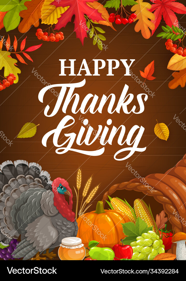 Happy thanksgiving poster with turkey crop Happy thanksgiving poster with turkey crop vector image