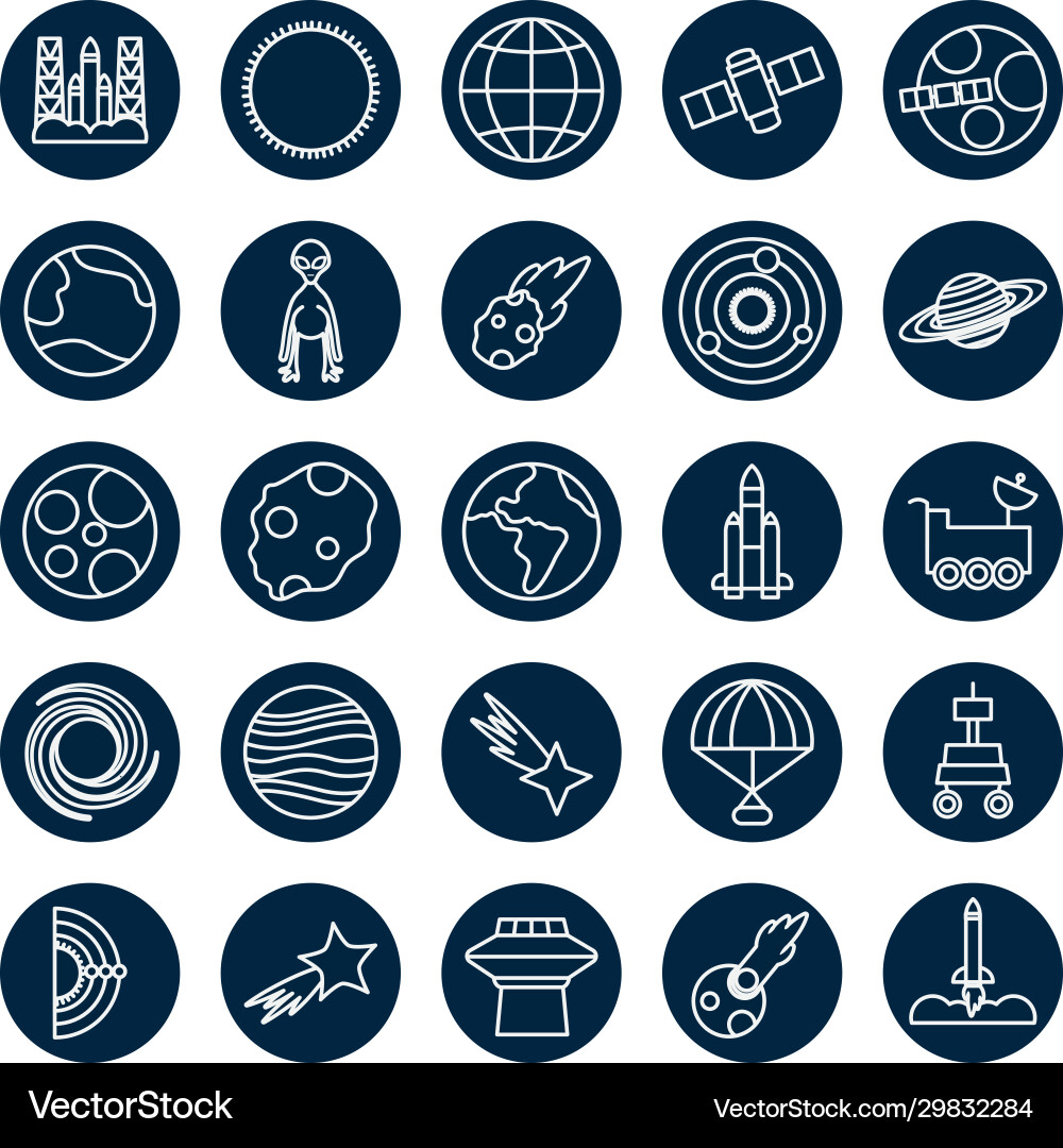 Isolated space line block style icon set Isolated space line block style icon set vector image