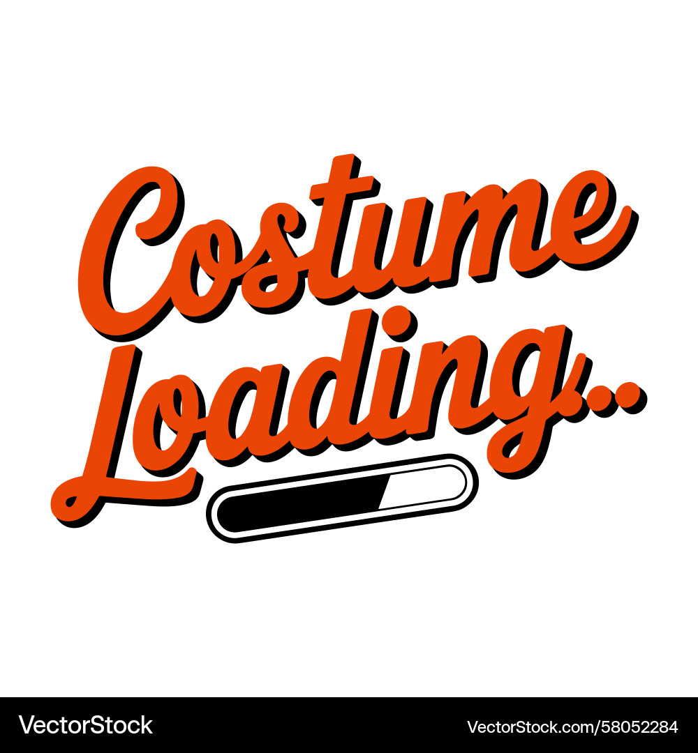 Orange Costume Loading Text with Progress Bar Vector Image