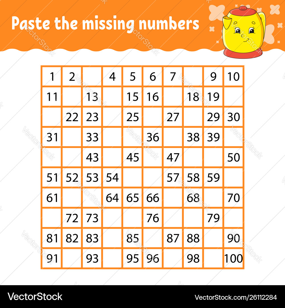 Paste missing numbers handwriting practice Paste missing numbers handwriting practice vector image