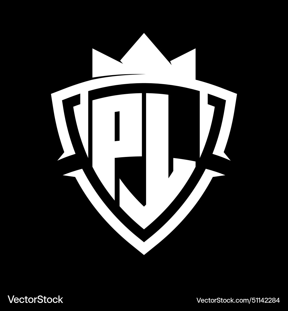 Pl letter monogram with triangle curve shield Vector Image