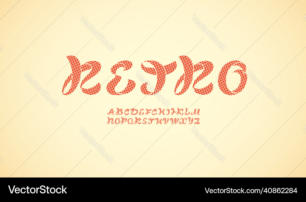 Retro curvy font handwritten script alphabet Vector Image