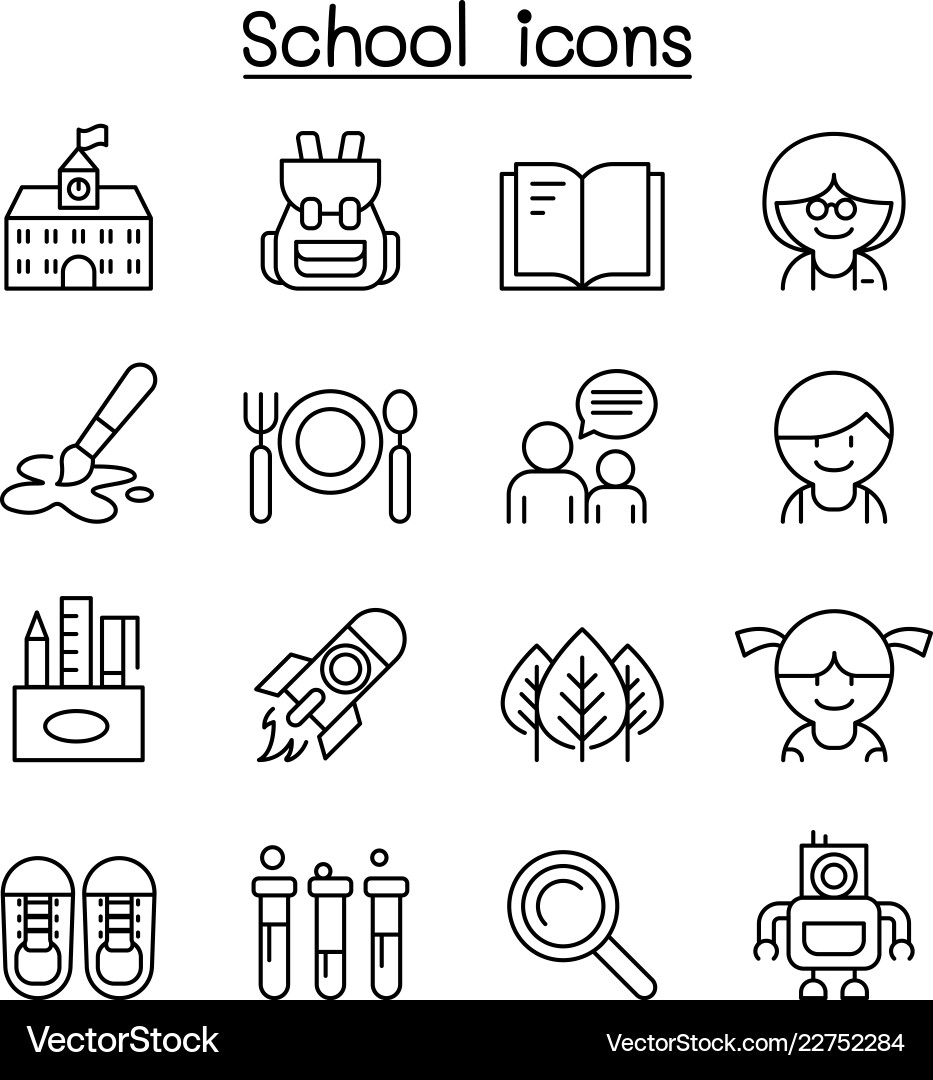 School Icon Set - Minimalist Style Vektorbild
