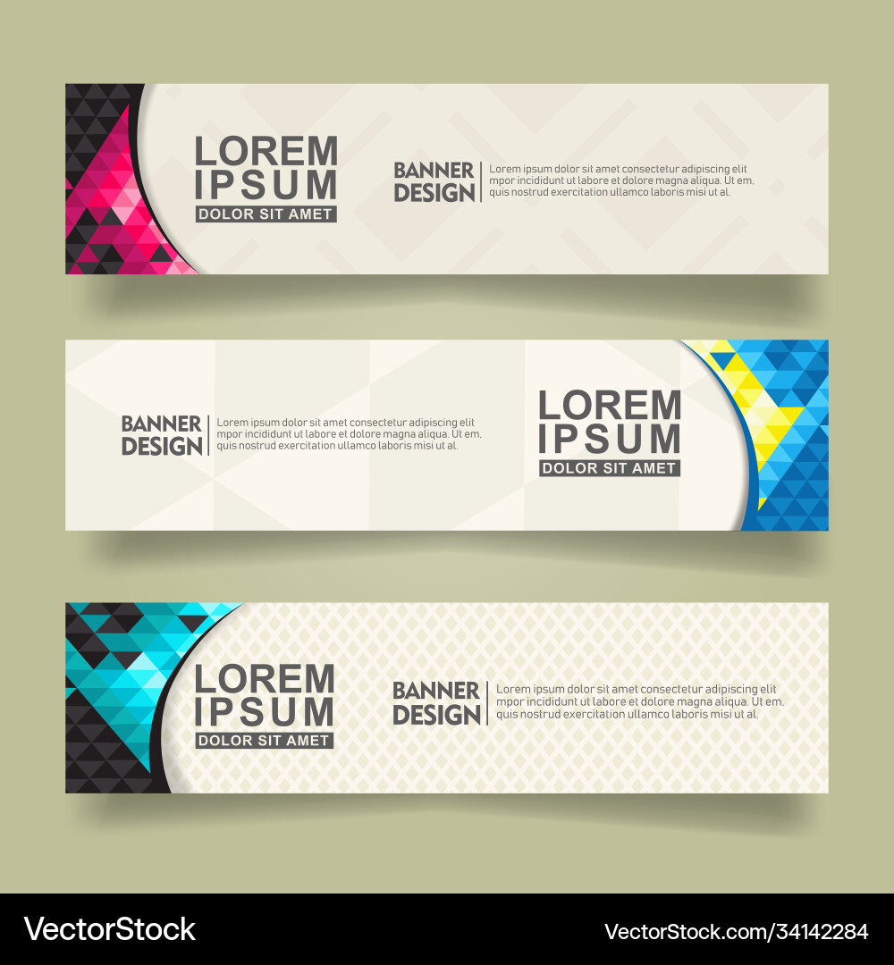 Set abstract banner template design with triangle Set abstract banner template design with triangle vector image
