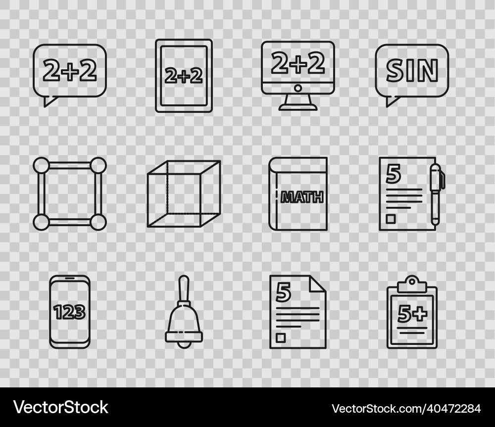 Set line book with word mathematics Set line book with word mathematics vector image