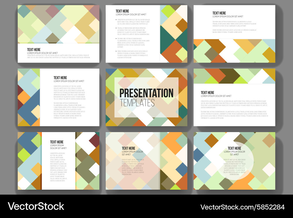 Set of 9 templates for presentation slides Vector Image