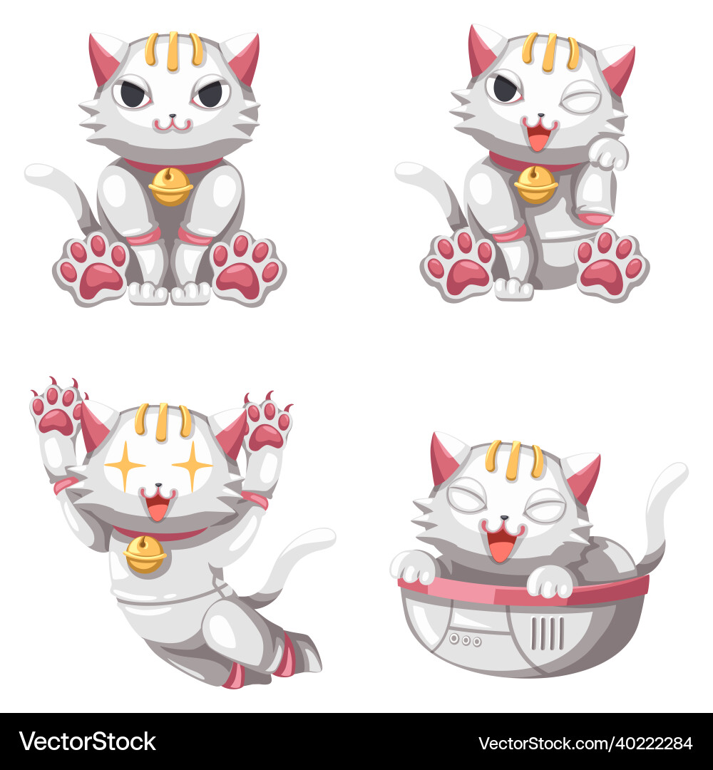 Set of android character robot toy cartoon style Vector Image