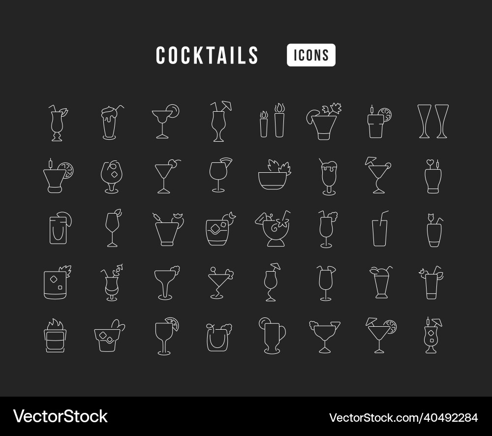 Set of linear icons cocktails vector image