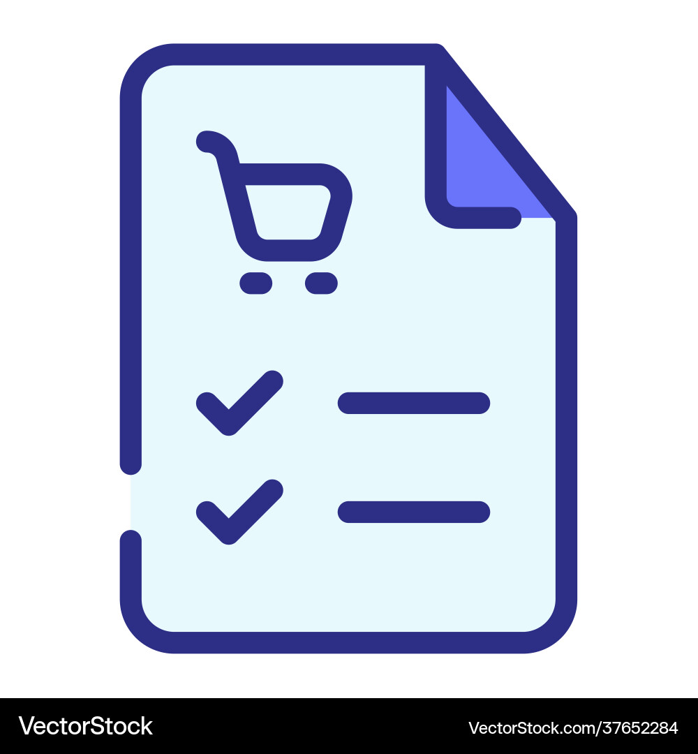 Shopping list order checked single isolated icon Shopping list order checked single isolated icon Vector Image