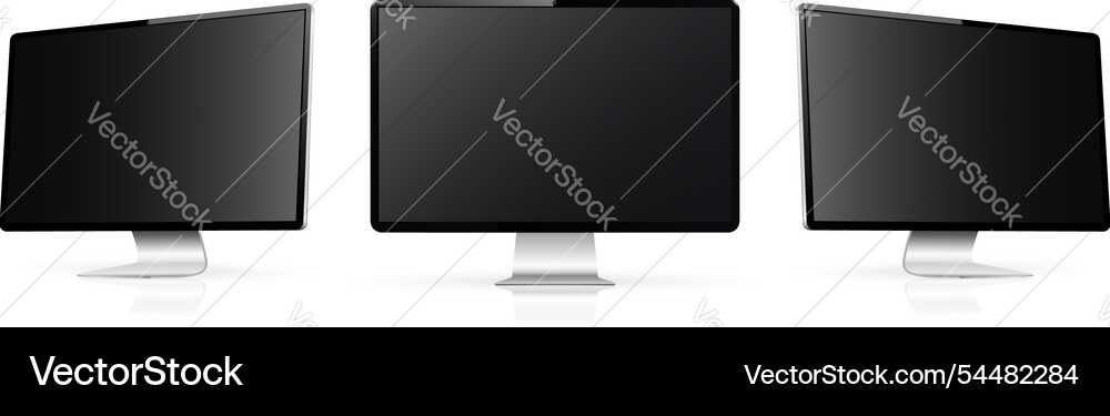 Three Empty Monitors - Realistic Display vector image