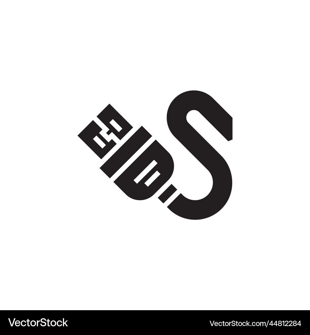 Usb cable icon computer component solid Usb cable icon computer component solid vector image