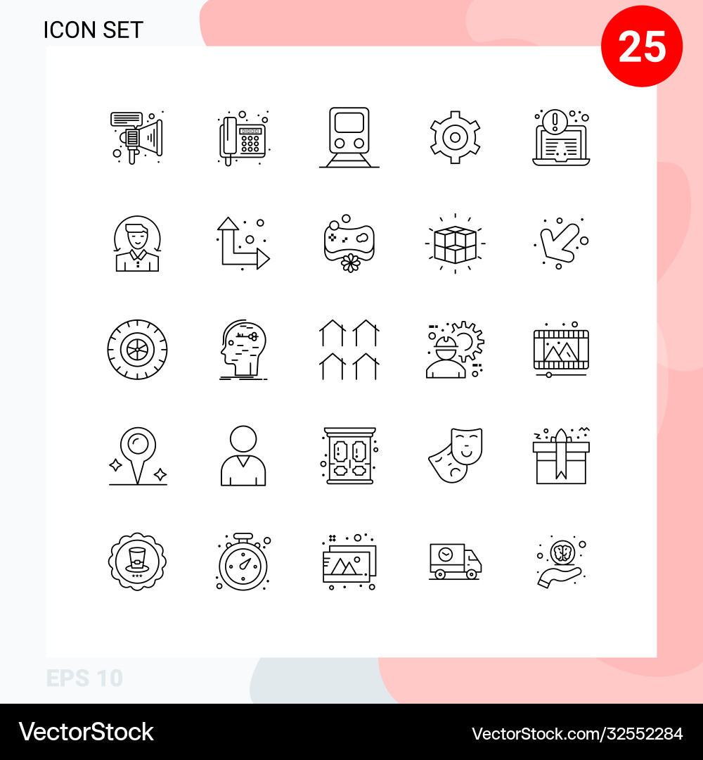 User interface pack 25 basic lines security Vector Image