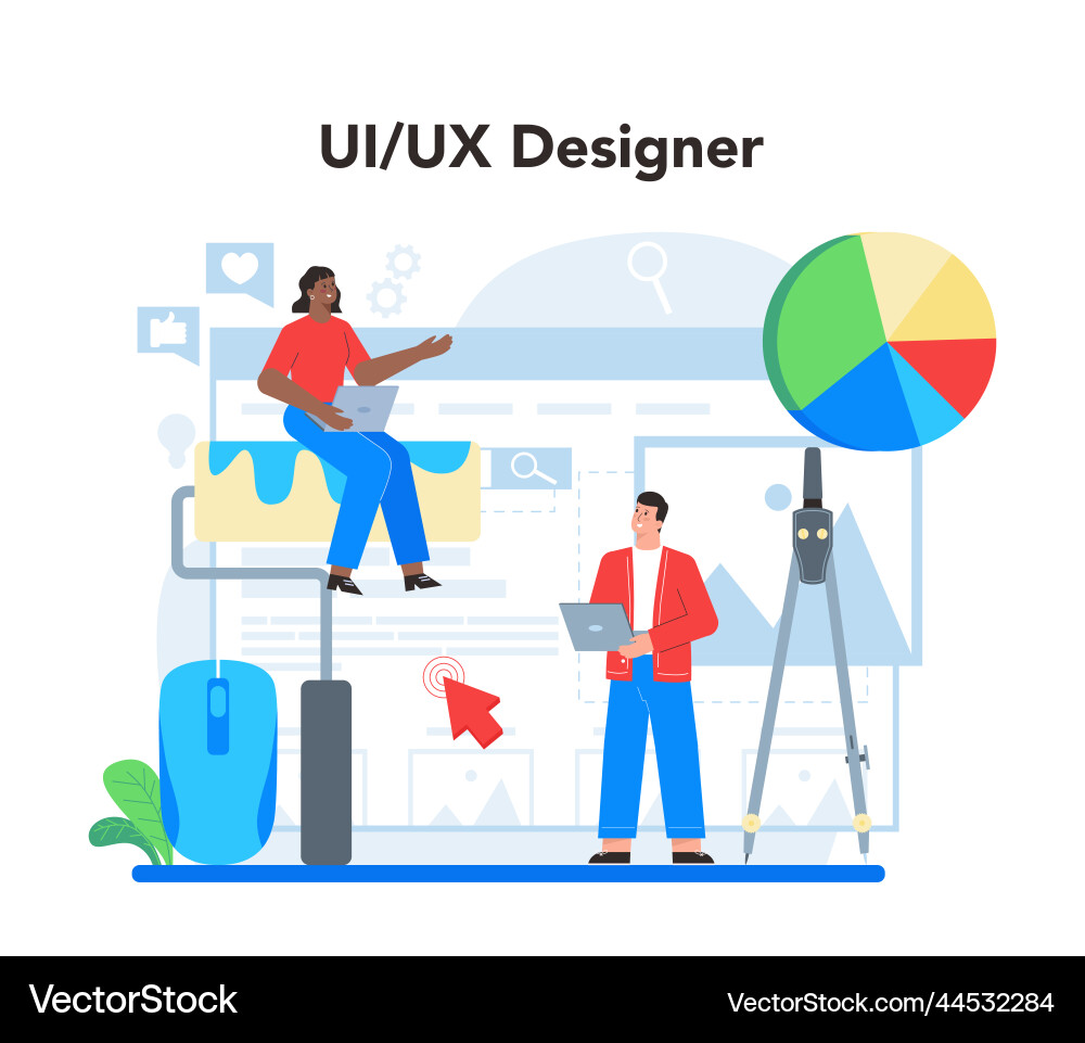 Ux ui designer concept app interface improvement Ux ui designer concept app interface improvement vector image