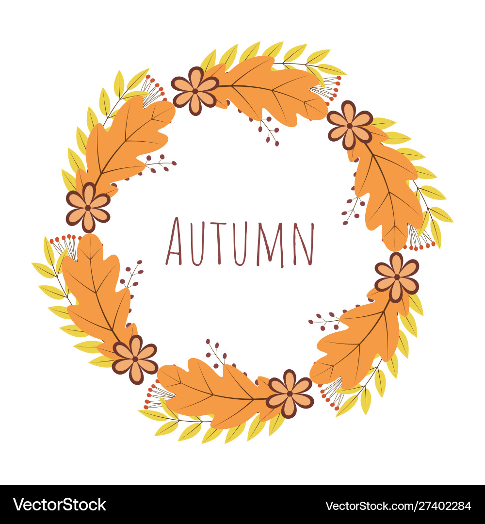 Wreath colorful autumn leaves berries Wreath colorful autumn leaves berries vector image