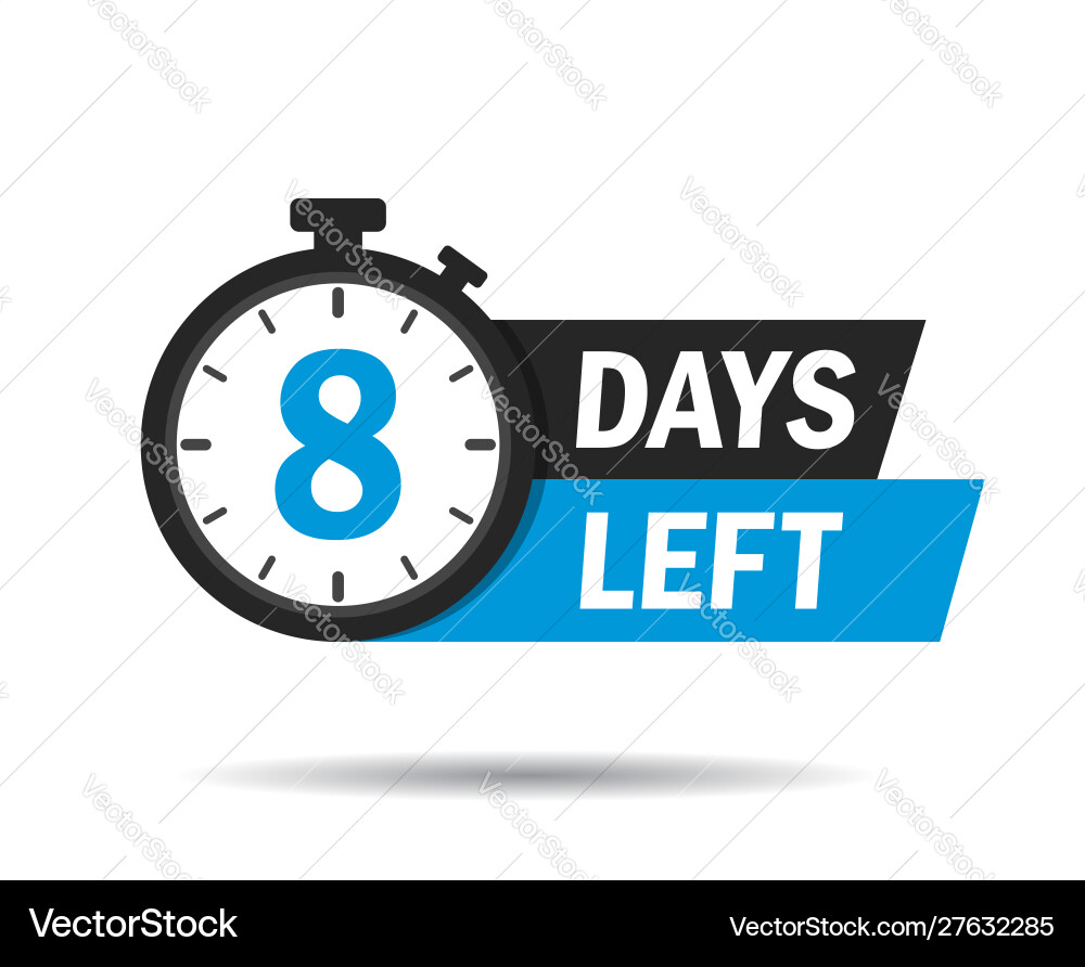 8 days left count timer icon emblem vector image