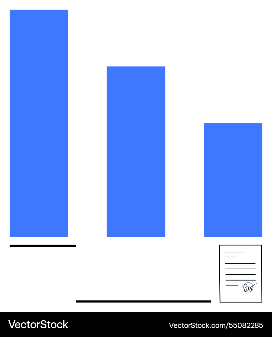 Bar chart with three vertical columns Bar chart with three vertical columns vector image