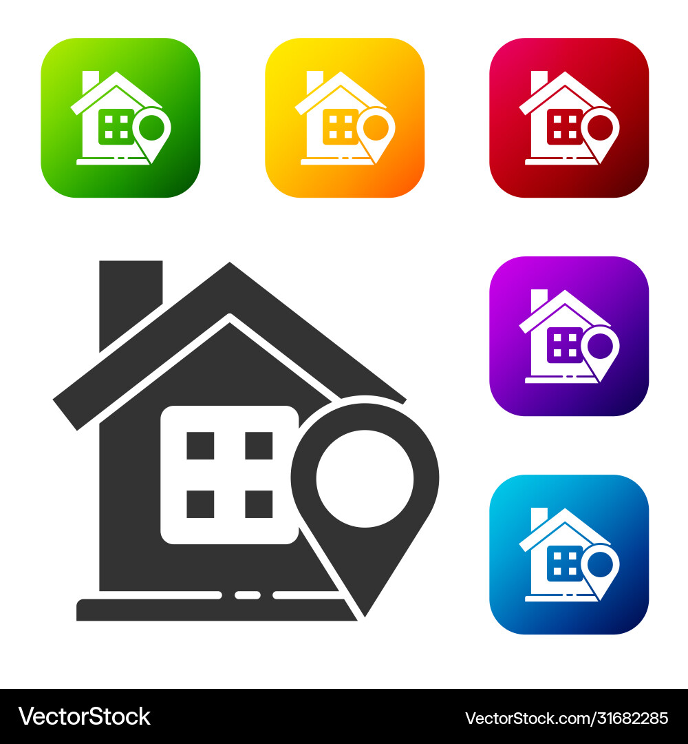 Black map pointer with house icon isolated vector image