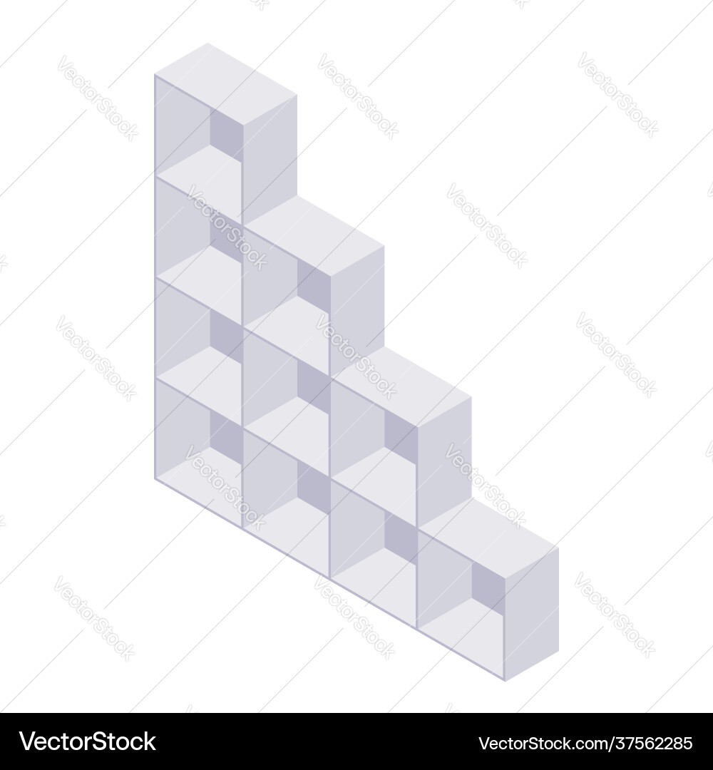 Bookshelf isometric - case and shelf for books Vector Image