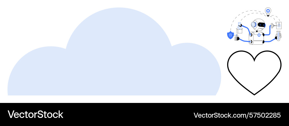 Cloud computing with robot and heart for ai Cloud computing with robot and heart for ai vector image