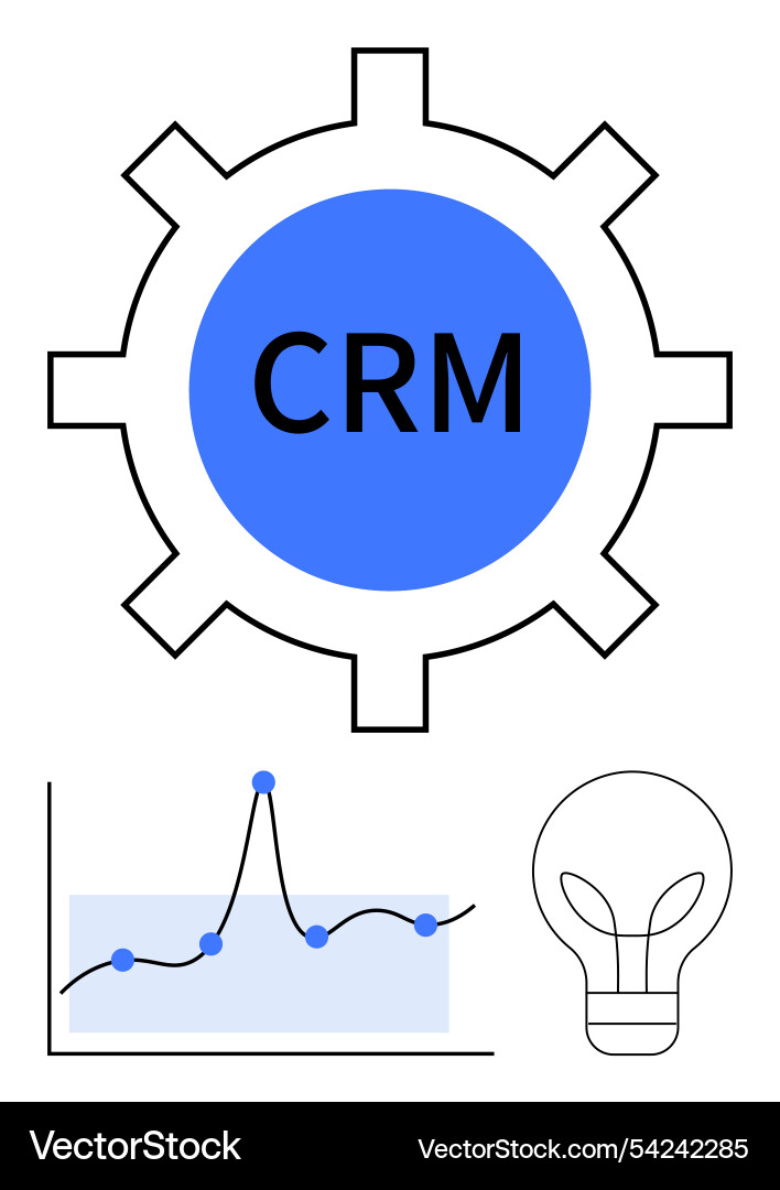 Crm system gear with data analysis graph Crm system gear with data analysis graph Vector Image