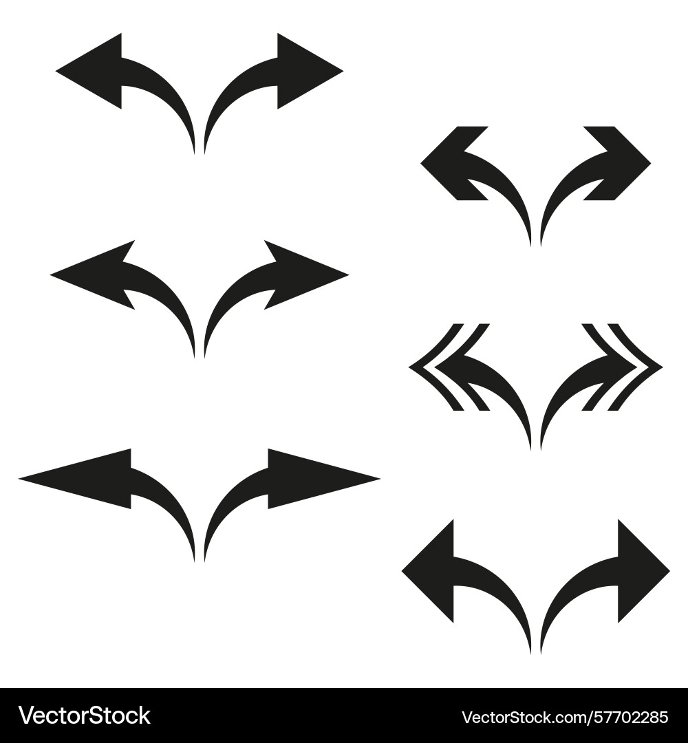 Diverging arrow set directional pointer symbols Diverging arrow set directional pointer symbols vector image