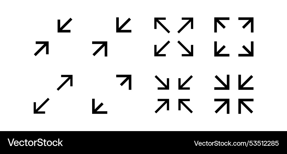 Fullscreen icon with arrows expand Fullscreen icon with arrows expand vector image