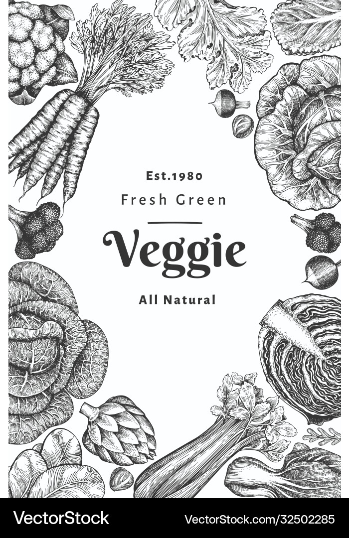Hand drawn sketch vegetables design organic fresh Hand drawn sketch vegetables design organic fresh vector image