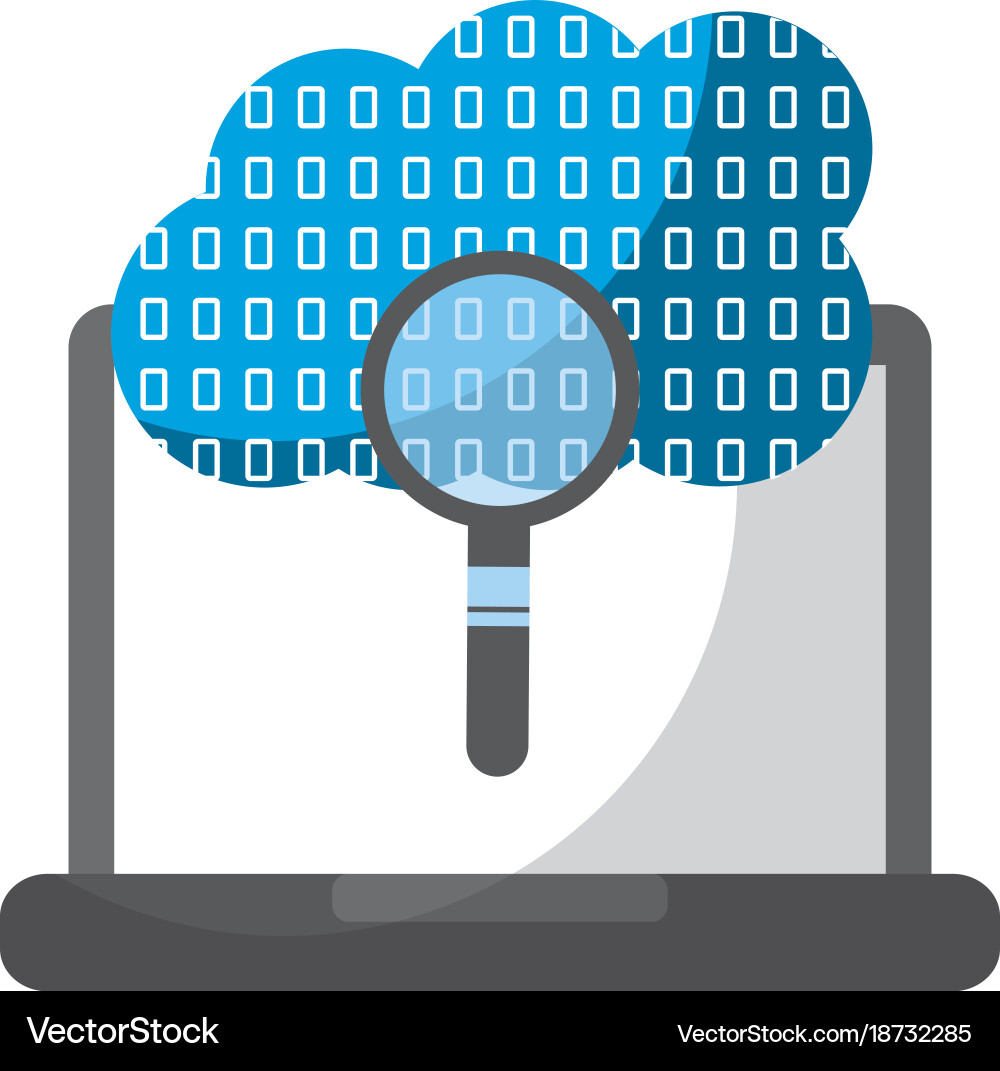 Laptop cloud binary search process storage info vector image